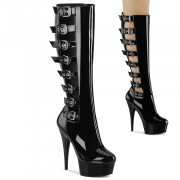 Stivali neri Pleaser DELIGHT-2047 Blk Pat/Blk 8us 38eu