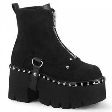 Demonia Cult ASHES-100 Blk Vegan Suede-Blk V. Le