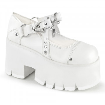 Demonia Cult ASHES-33 Wht Vegan Leather