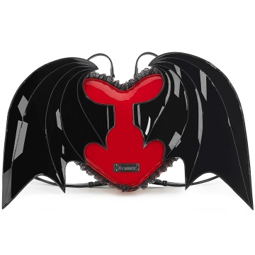 Demonia Cult HB-214 Blk-Red Patent