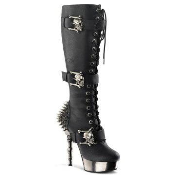 Demonia Cult MUERTO-2028 Blk Vegan Leather/Pewter Chrome