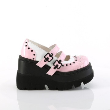Demonia Cult SHAKER-27 B. Pink-Wht Patent