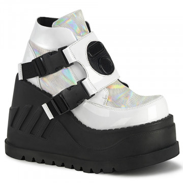 Demonia Cult STOMP-15 Wht Patent-Multi