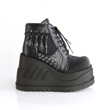 Stivaletti Demonia Cult STOMP-18 nero pelle vegan