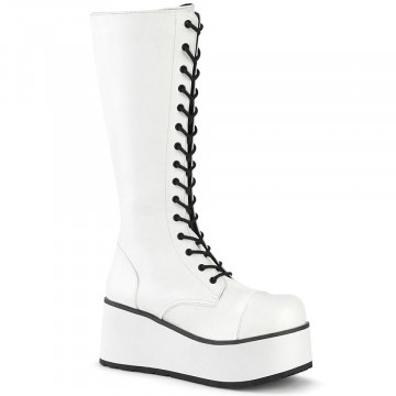 Demonia Cult TRASHVILLE-502 Wht Vegan Leather