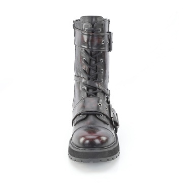 stivali uomo  Demonia Cult VALOR-220 Blk-Burgundy Rub-Off Vegan Leather