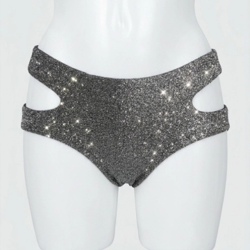 Slip argento glitterato con tagli laterali del completo Paradise Chick Laura Small