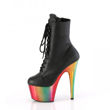 Pleaser ADORE-1020RC Blk Faux Leather/Rainbow Chrome