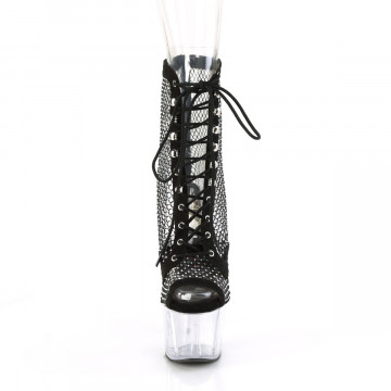 Pleaser ADORE-1021RM Blk Faux Suede-RS Mesh/Clr