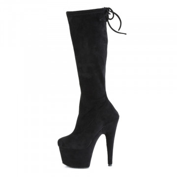 Pleaser ADORE-2008 Blk Stretch Faux Suede/Blk Faux Suede