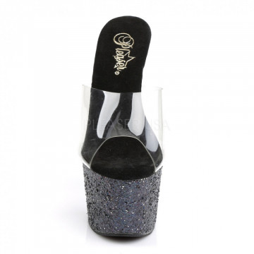 Pleaser ADORE-701LG Clr/Blk Holo Glitter
