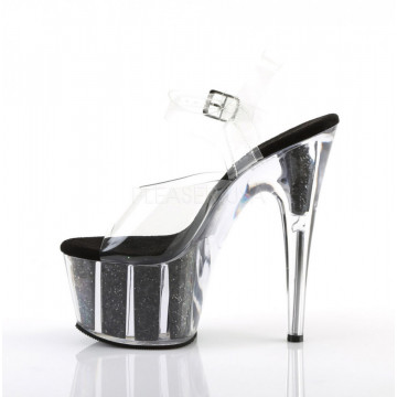 Pleaser ADORE-708G Clr/Blk Glitter Inserts
