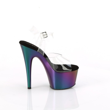 Pleaser ADORE-708MCH Clr/Purple-Green Matte Chrome