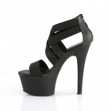 Pleaser ASPIRE-669 Blk Elastic Band-Faux Leather/Blk Matte
