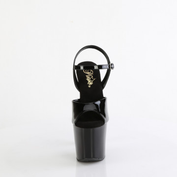 Pleaser BLISS-709 Blk Pat/Blk-Slv Chrome