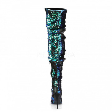 Pleaser COURTLY-3011 Green Iridescent Sequins