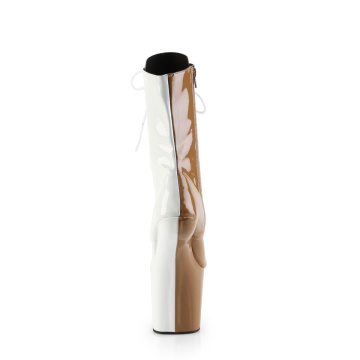 Pleaser CRAZE-1040TT Taupe-Wht Pat/Taupe-Wht