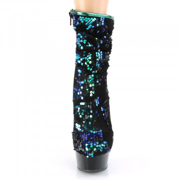 Pleaser DELIGHT-1004 Green Iridescent Sequins/Blk