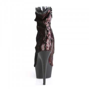 Pleaser DELIGHT-1008SQ Burgundy Sequins/Blk Matte