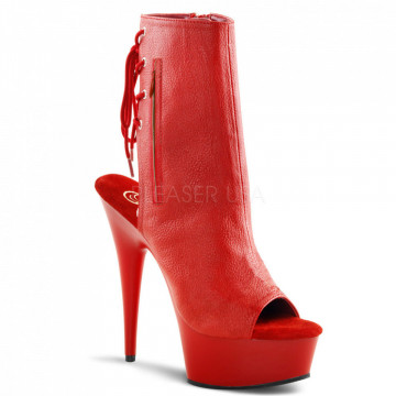 Pleaser DELIGHT-1018 Red Faux Leather/Red