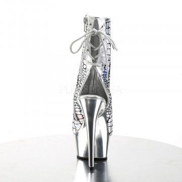 Pleaser DELIGHT-1018HG Slv Hologram Ostrich Pu/Slv Chrome
