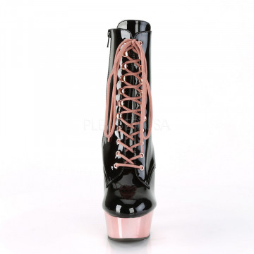 Pleaser DELIGHT-1020 Blk Pat/Rose Gold Chrome