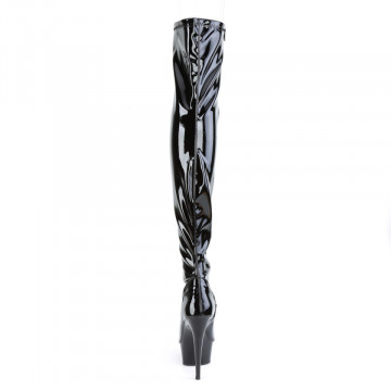 Pleaser DELIGHT-3011 Blk Str. Pat/Blk