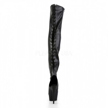 Pleaser DELIGHT-3017 Blk Str Faux Leather/Blk