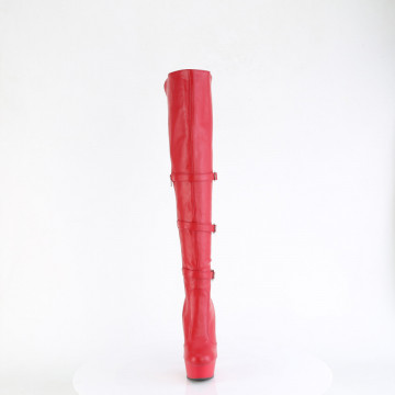 Pleaser DELIGHT-3018 Red Str. Faux Leather/Red Matte