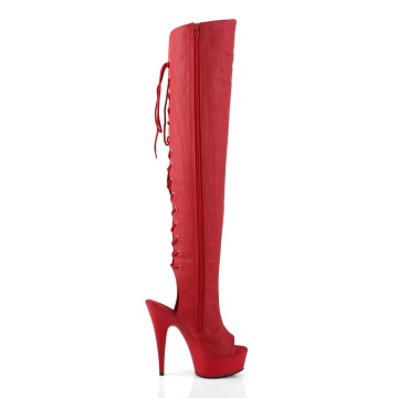 Pleaser DELIGHT-3019 Red Faux Leather/Red Matte