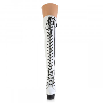 Pleaser DELIGHT-3029 Wht Str Hologram Pat/Blk Matte