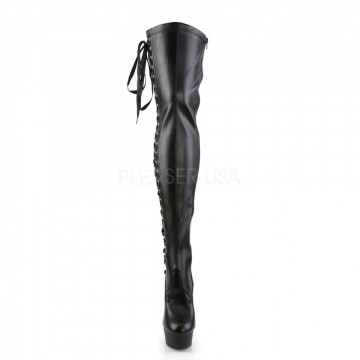 Pleaser DELIGHT-3050 Blk Str Faux Leather/Blk Matte