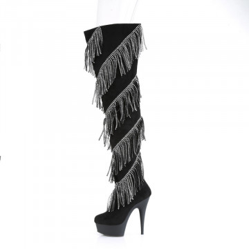 Pleaser DELIGHT-3065 Blk Faux Suede-Slv/Blk Matte