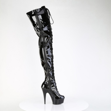 Pleaser DELIGHT-4023 Blk Str Pat/Blk