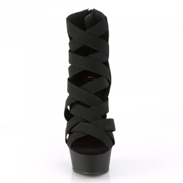 Pleaser DELIGHT-600-24 Blk Elastic Band-Faux Suede/Blk Matte