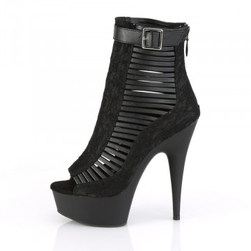 Pleaser DELIGHT-600-27LC Blk Faux Leather-Fabric/B Subito 35eu 5us