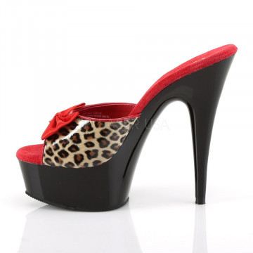 Pleaser DELIGHT-601-6 Tan Leopard Print Faux Leather/Blk
