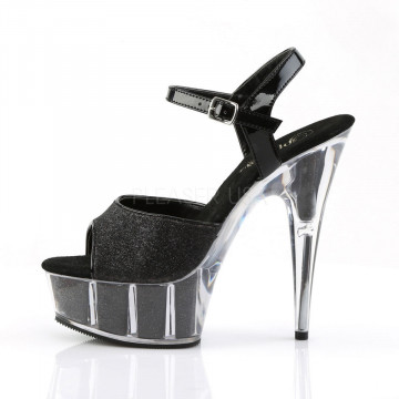 6" Heel, 1 3/4" Glitter-filled PF Ankle Strap Sandal