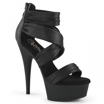 Pleaser DELIGHT-620 Blk Faux Le-Fabric/Blk Matte