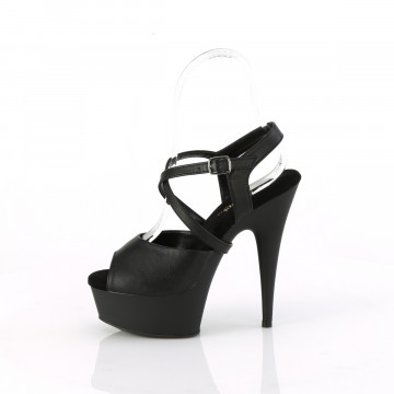 Pleaser DELIGHT-624-1 Blk Faux Leather/Blk Matte