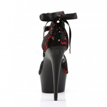 Pleaser DELIGHT-678LC Red Satin-Lace/Blk Matte