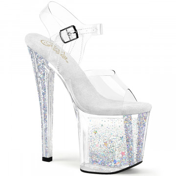 Pleaser ENCHANT-708AQUA-04 Clr/Clr-Slv Multi Glitter