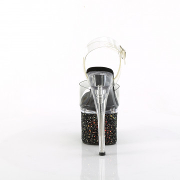 Pleaser ESTEEM-708LG Clr/Clr-Blk Multi Glitter
