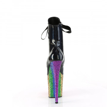 Pleaser FLAMINGO-1020HG Blk Holo Pat/Rainbow Glitter