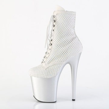 Pleaser FLAMINGO-1020RM Silver Faux Sude-RS Mesh/Slv Matte