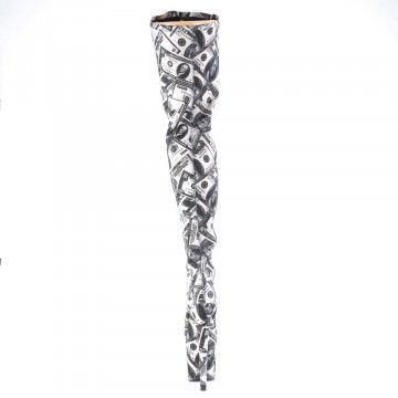 Pleaser FLAMINGO-3000DP Wht-Blk Str. Fabric/Wht-Blk Fabric
