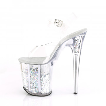 Pleaser FLAMINGO-808GF Clr/Slv Multi Glitter