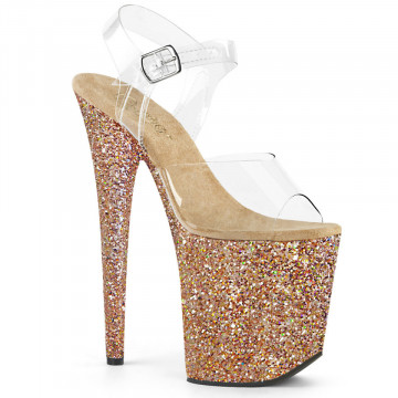 Pleaser FLAMINGO-808LG Clr/Rose Gold Multi Glitter