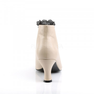 Pleaser Pink Label JENNA-105 Cream Faux Leather-Blk Lace