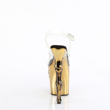 Pleaser RAPTURE-808-LT Clr/Satin Brass Chrome
